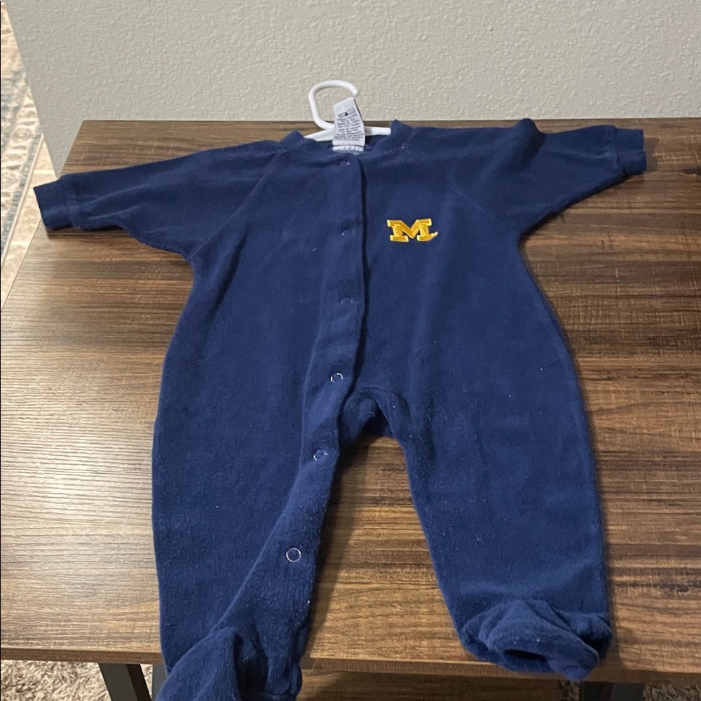 Vintage Infant Navy Footie with Michigan  Emblem
